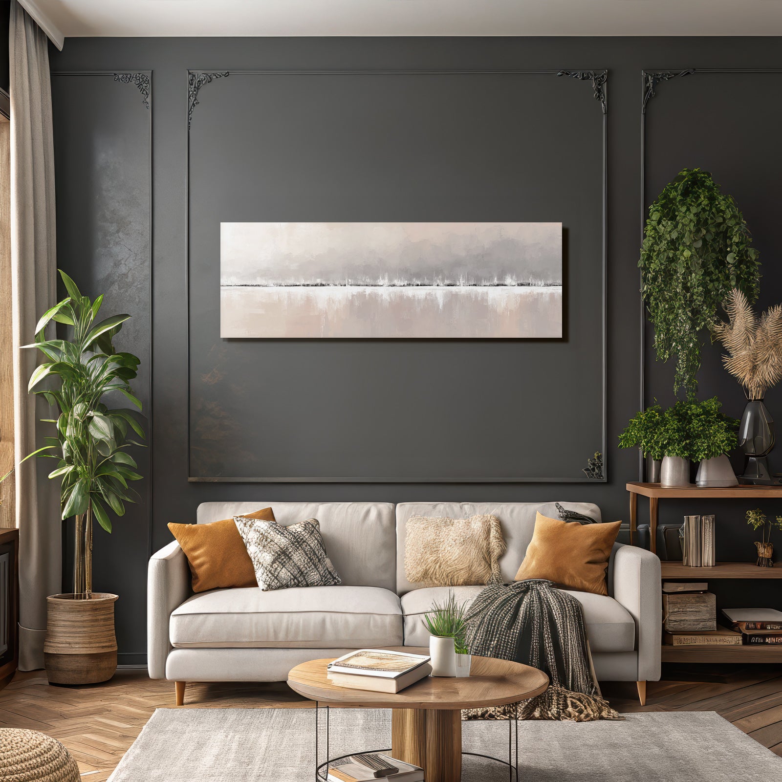 Abstract painting Soft colors Horizontal lines