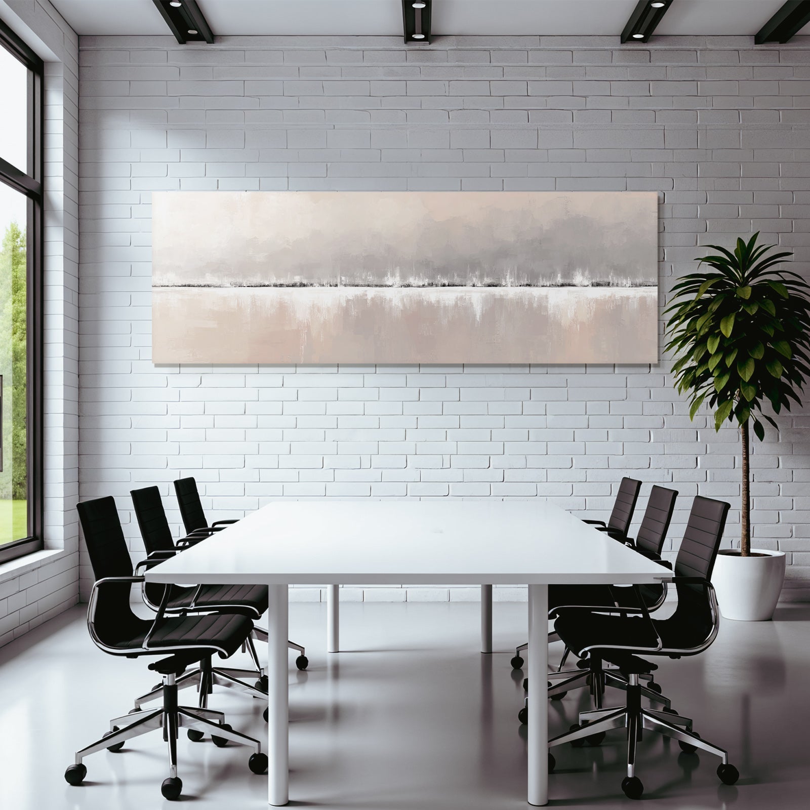 Abstract painting Soft colors Horizontal lines