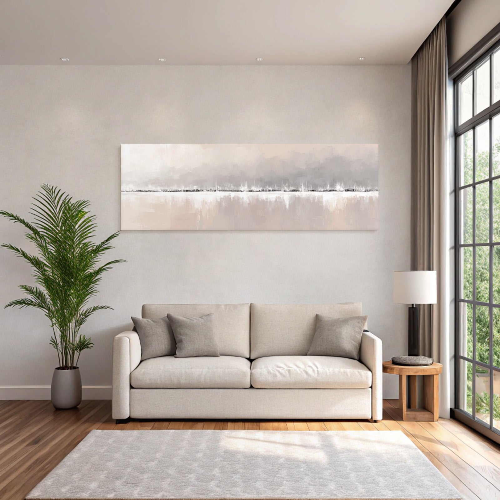 Abstract painting Soft colors Horizontal lines