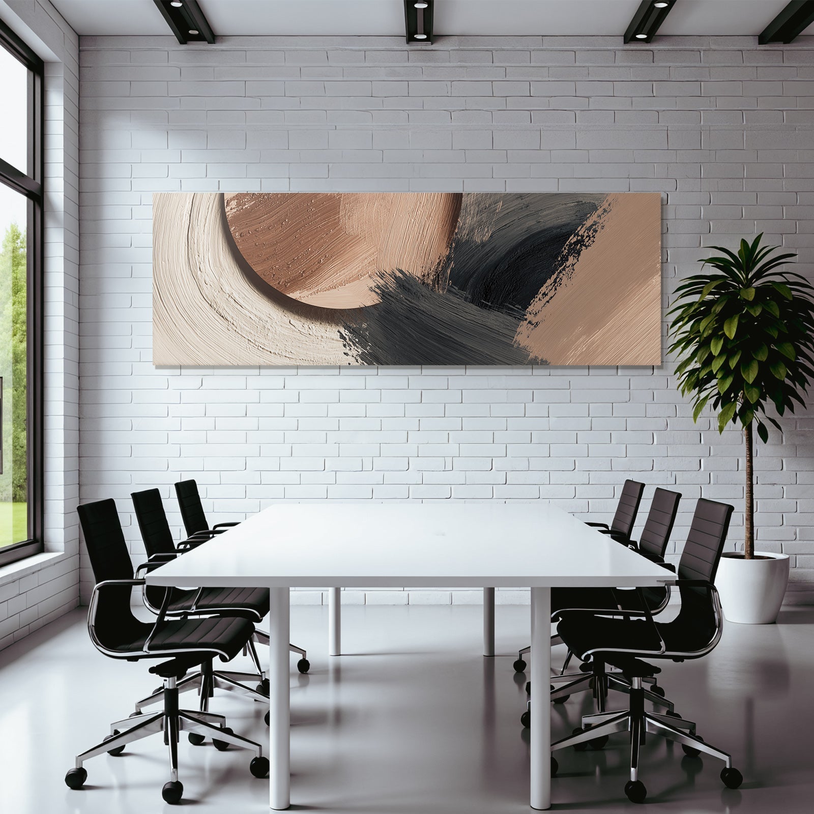 Abstraktes Gemaelde Terracotta Schwarz