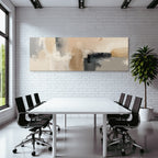 Abstract painting in beige, grey and black