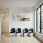 Abstract painting in beige, grey and black