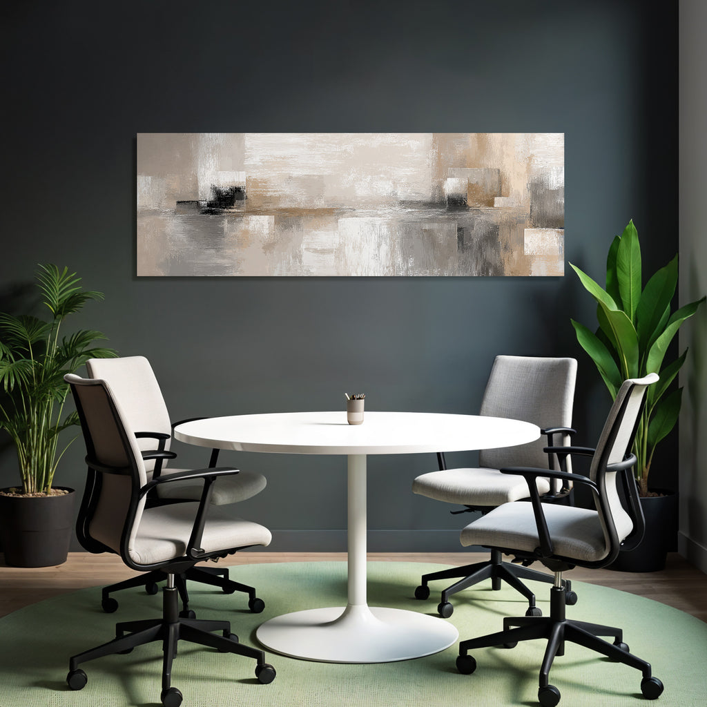 Abstraktes Kunstwerk Beige Grau Weiss Texturiert