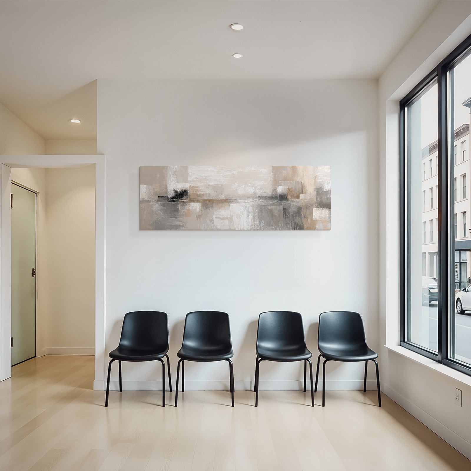 Abstraktes Kunstwerk Beige Grau Weiss Texturiert