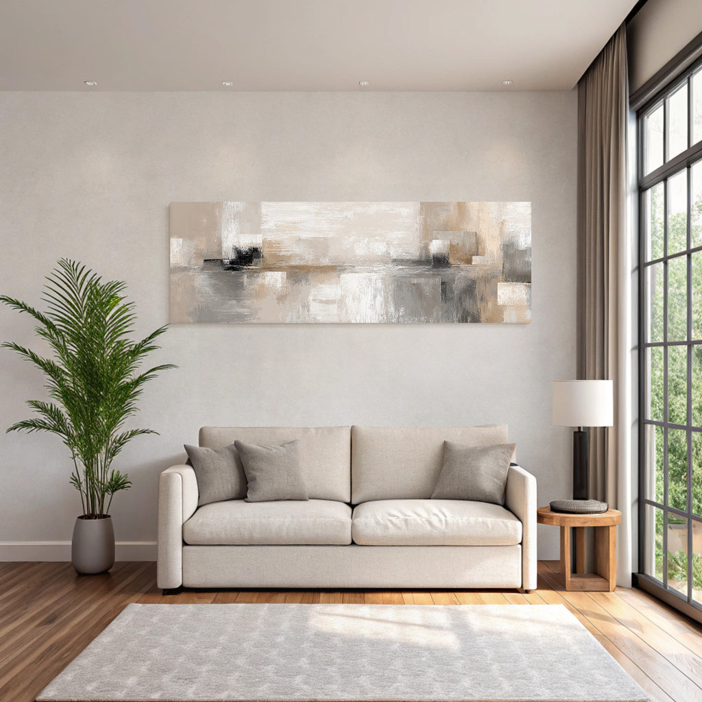Abstraktes Kunstwerk Beige Grau Weiss Texturiert