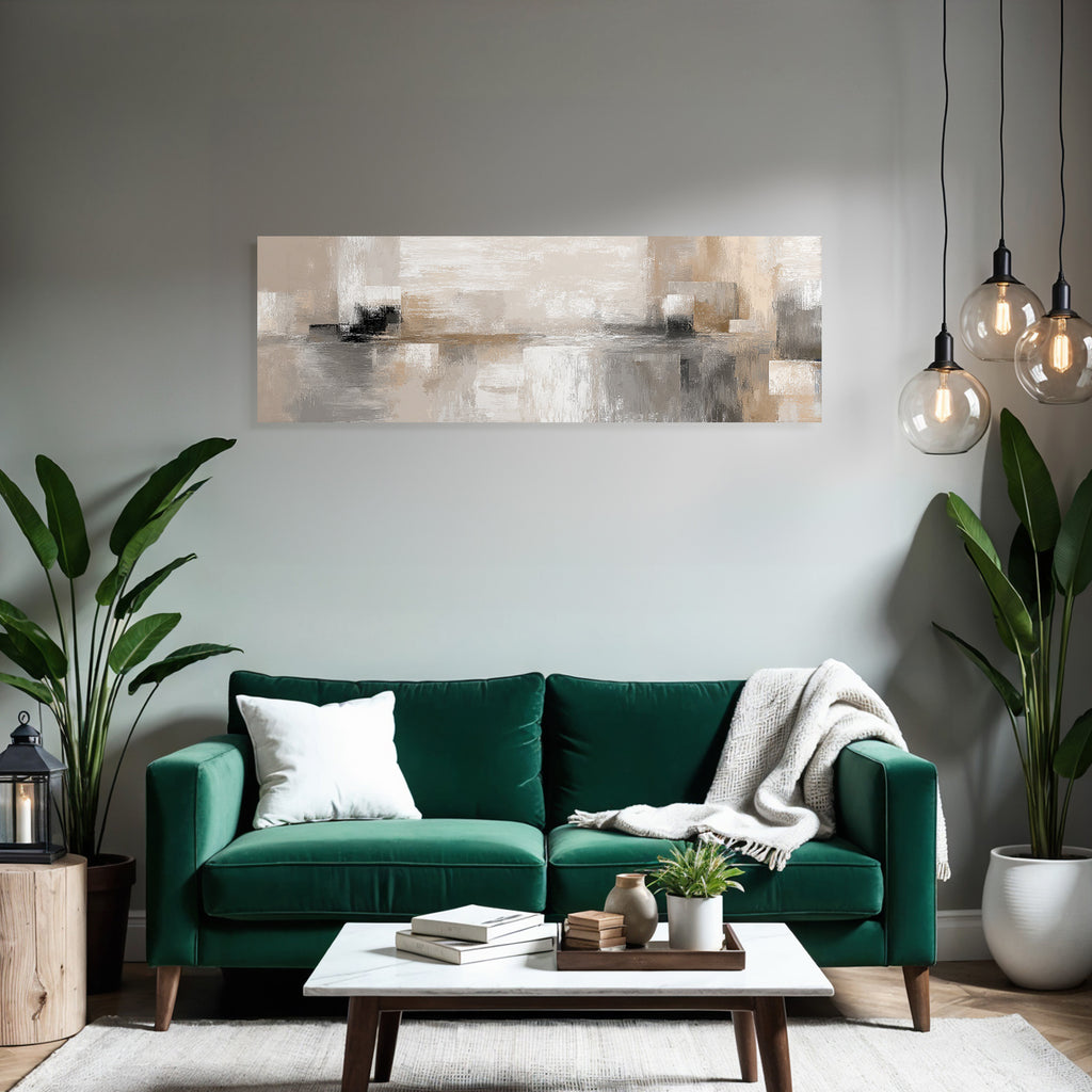 Abstraktes Kunstwerk Beige Grau Weiss Texturiert