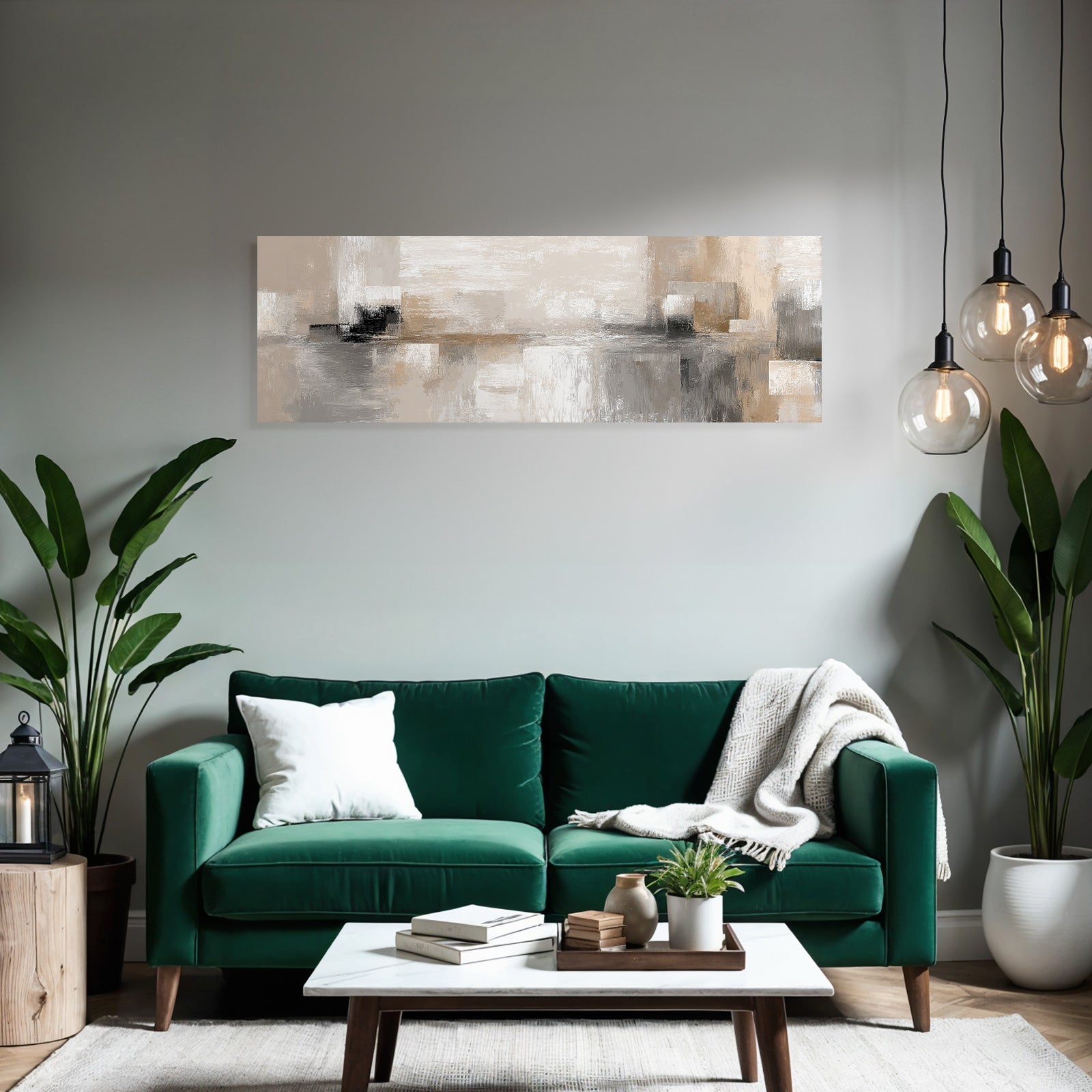 Abstraktes Kunstwerk Beige Grau Weiss Texturiert