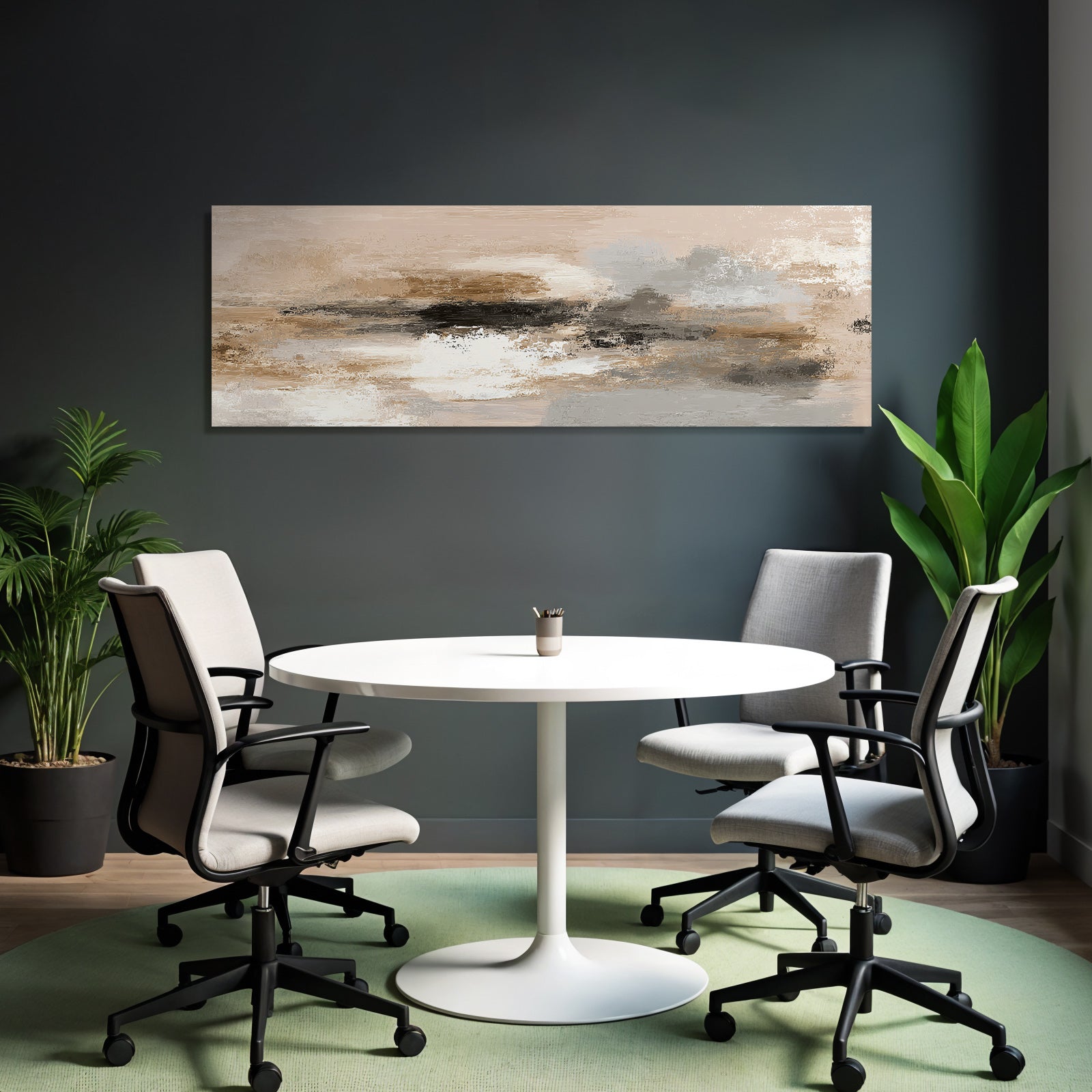 Abstraktes Kunstwerk In Sanften Farben Beiget Grau Schwarz Weiss
