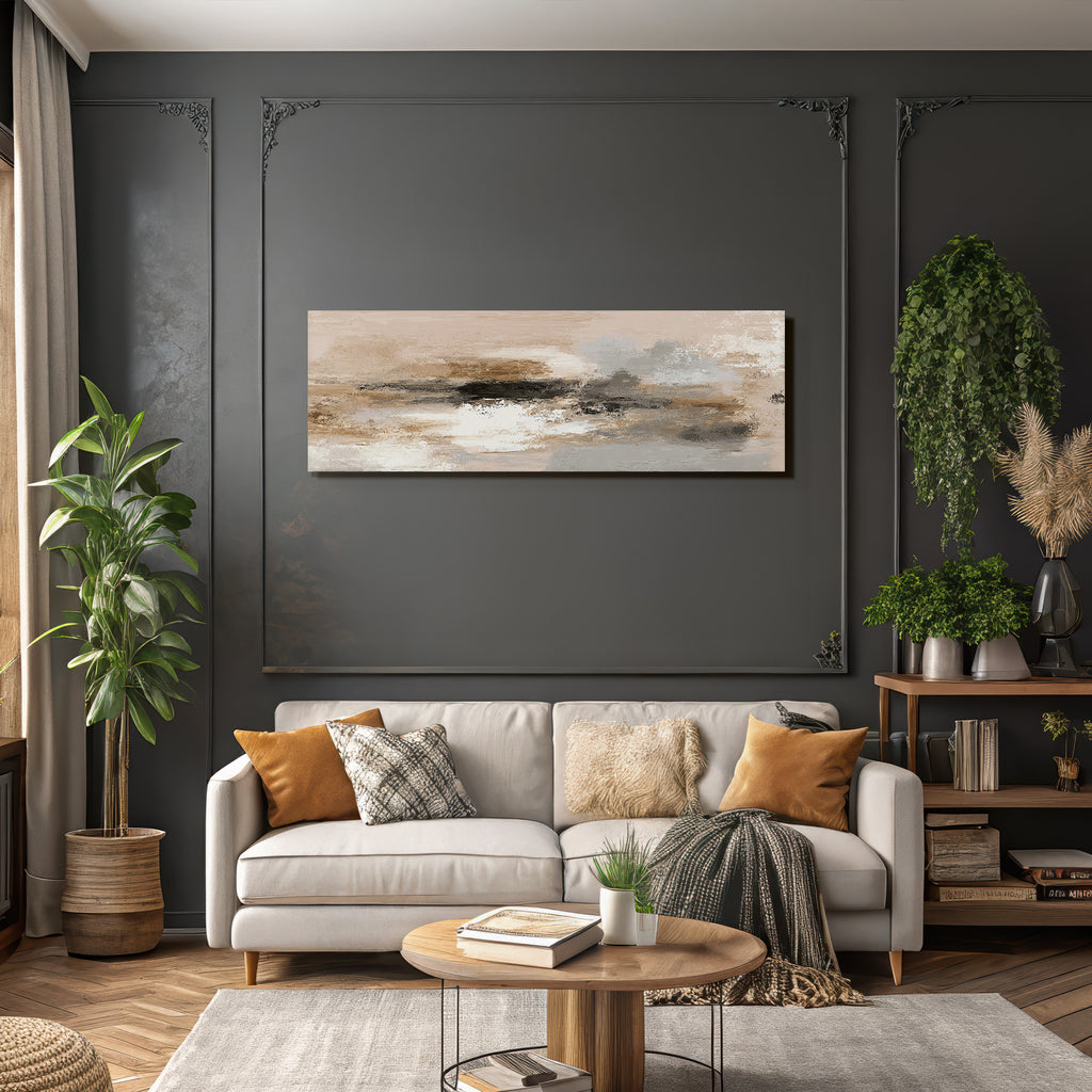 Abstraktes Kunstwerk In Sanften Farben Beiget Grau Schwarz Weiss