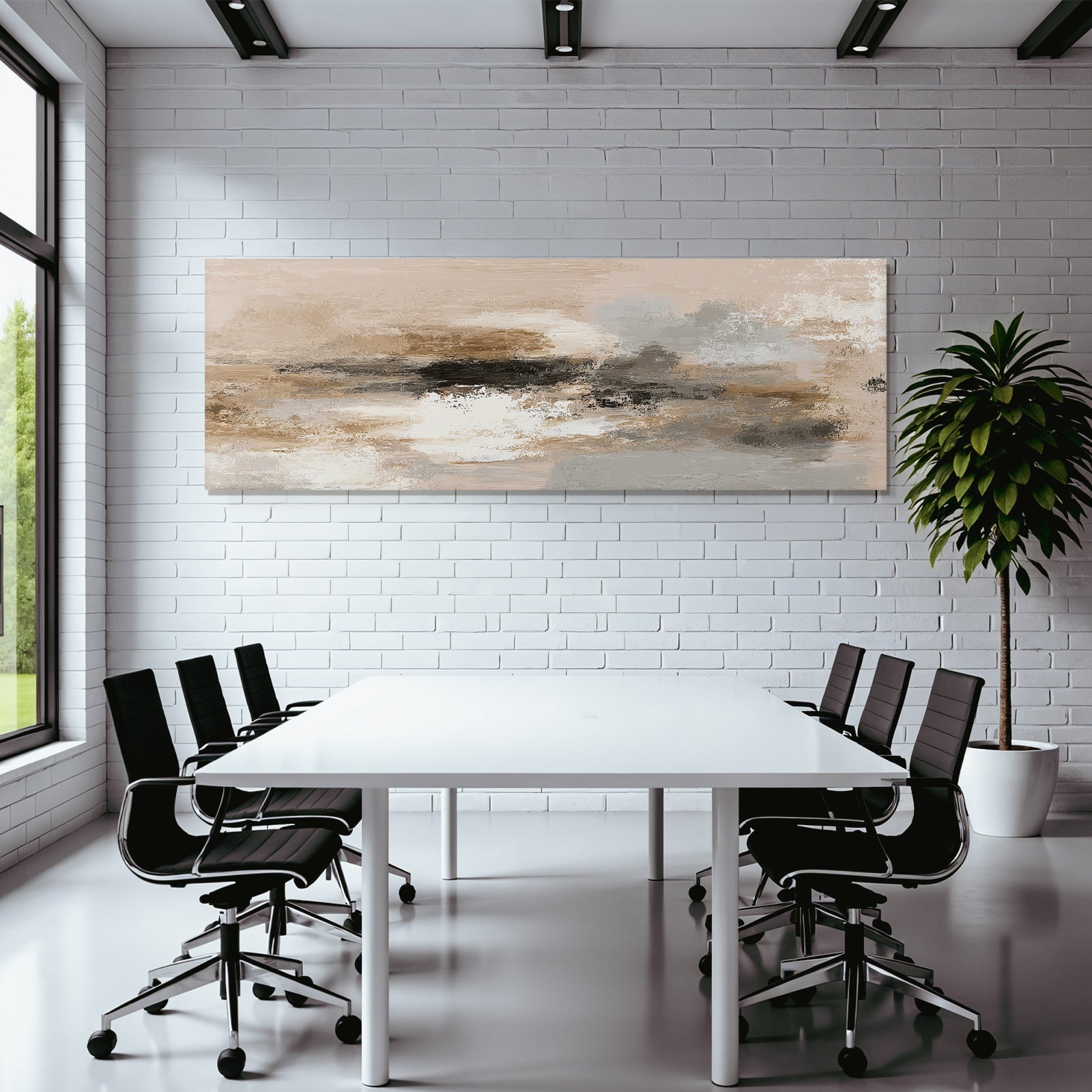 Abstraktes Kunstwerk In Sanften Farben Beiget Grau Schwarz Weiss