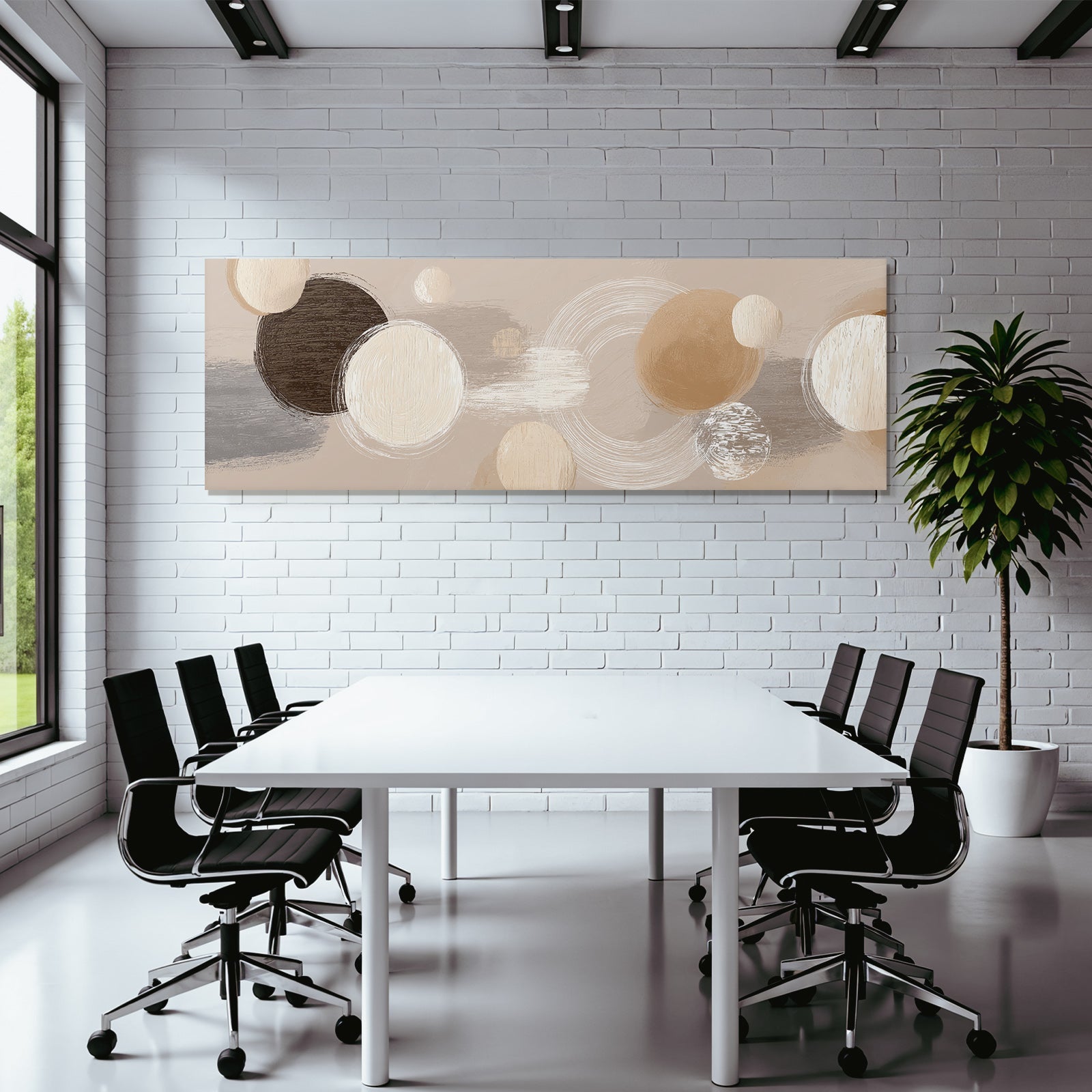 Abstract artwork with circular shapes in many colors and textures