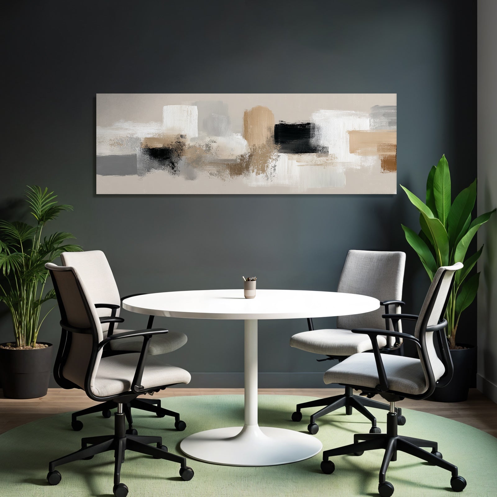 Abstract artwork Neutral colors Bold brushstrokes