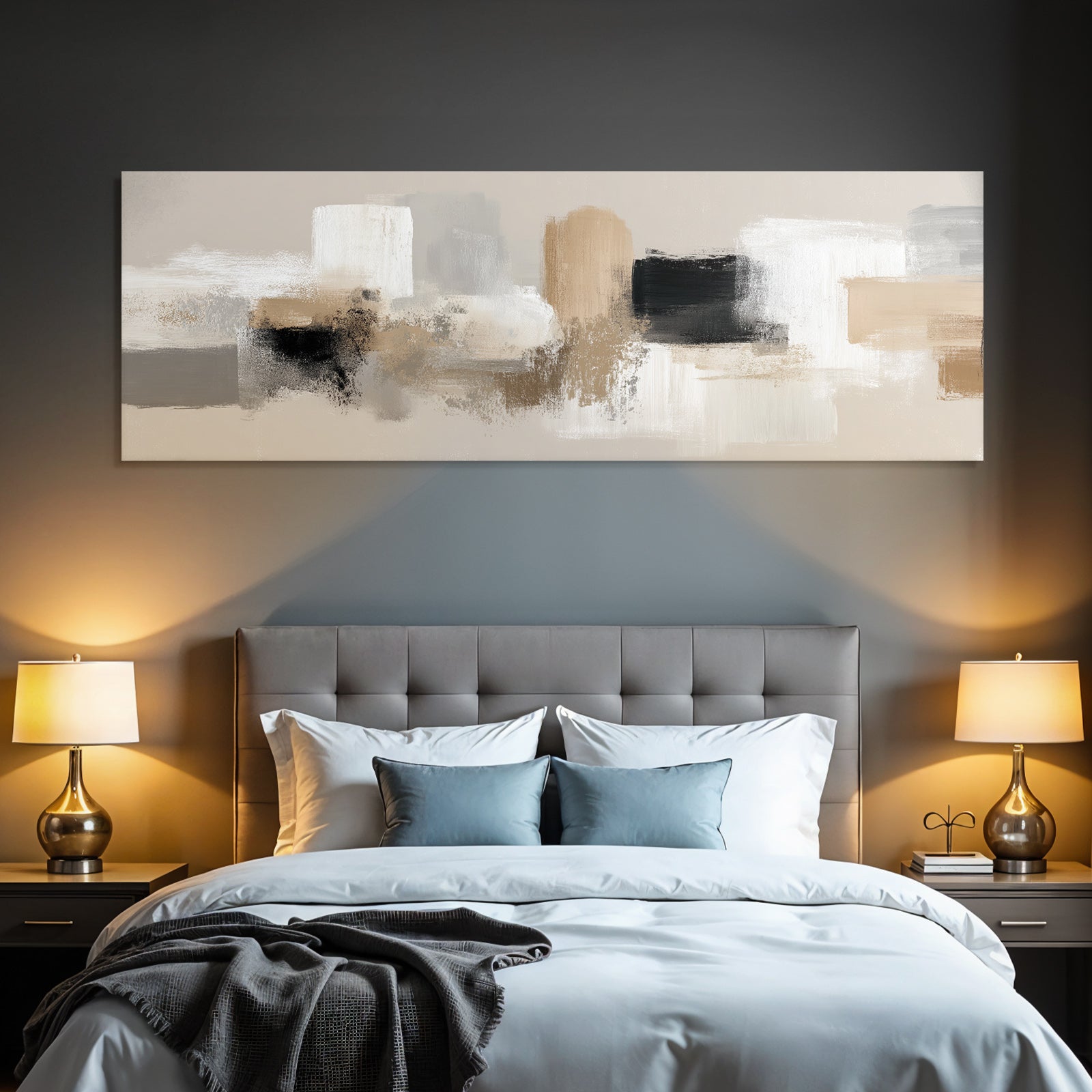 Abstract artwork Neutral colors Bold brushstrokes