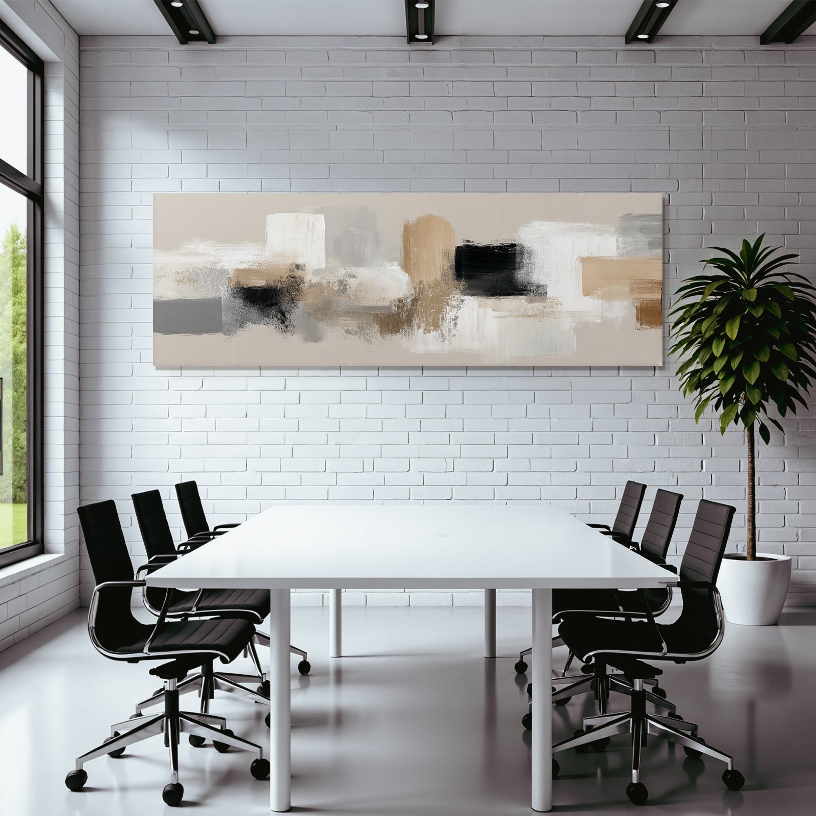 Abstract artwork Neutral colors Bold brushstrokes