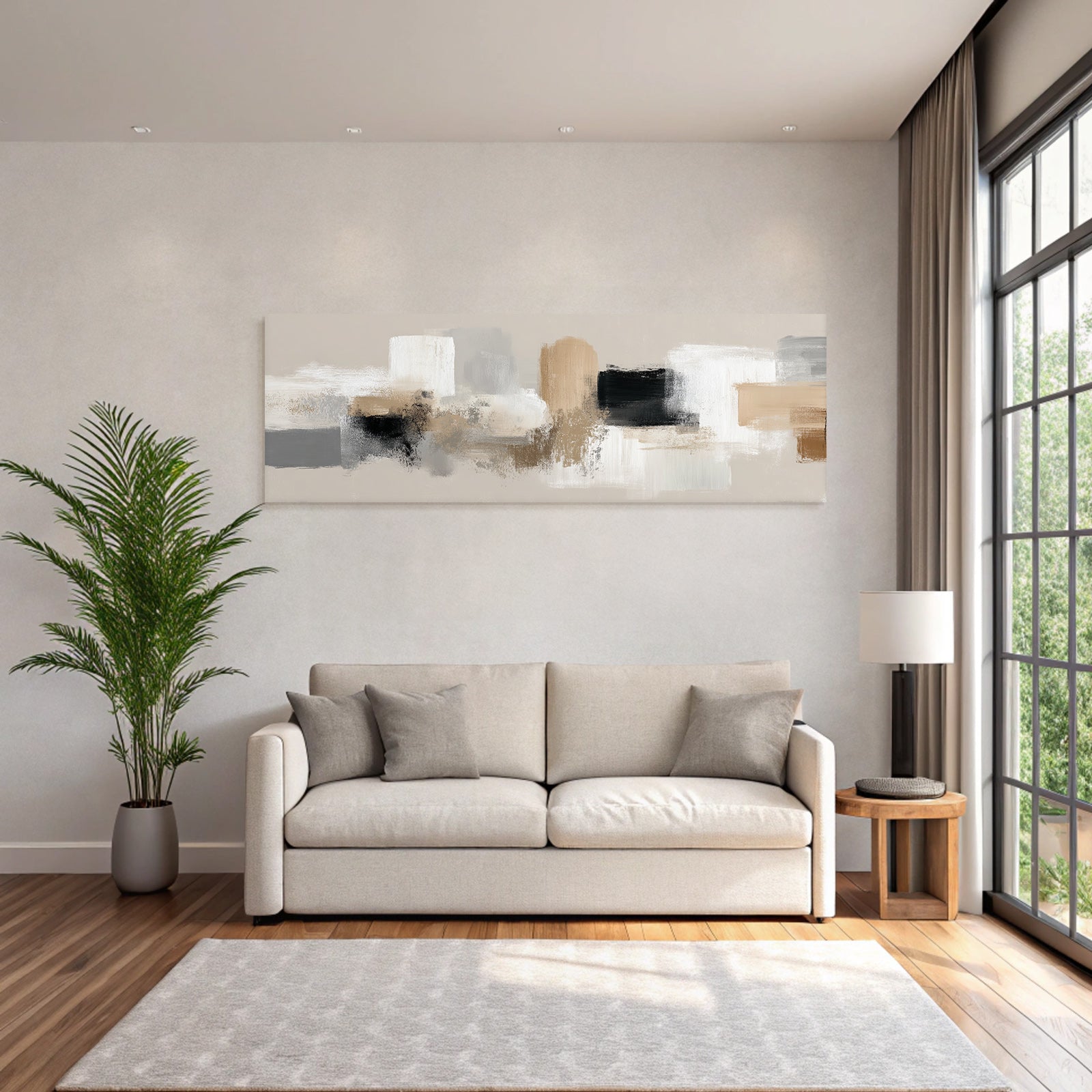Abstract artwork Neutral colors Bold brushstrokes