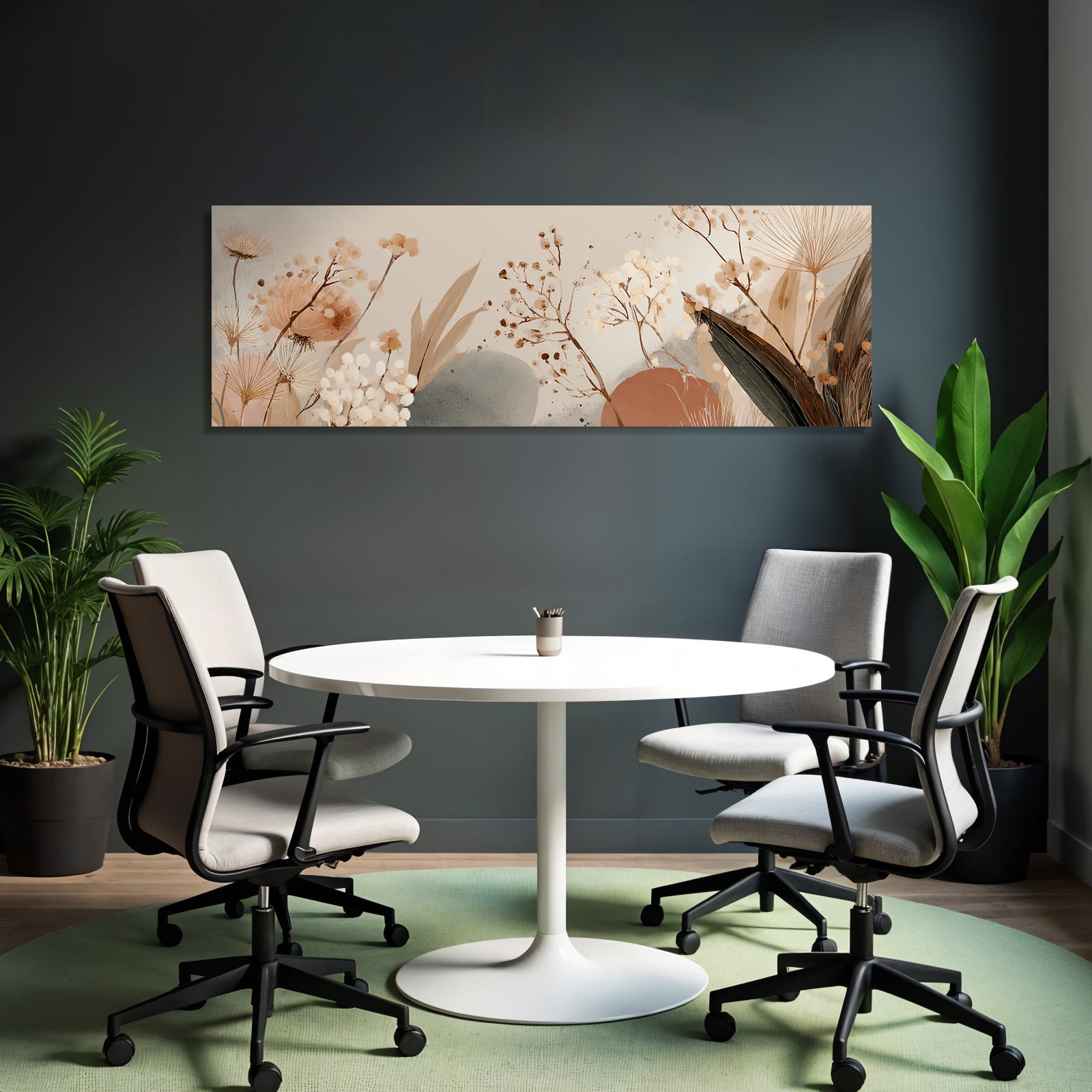 Artistic Flower And Plant Illustration Soft Earthy Tones Aspect Ratio