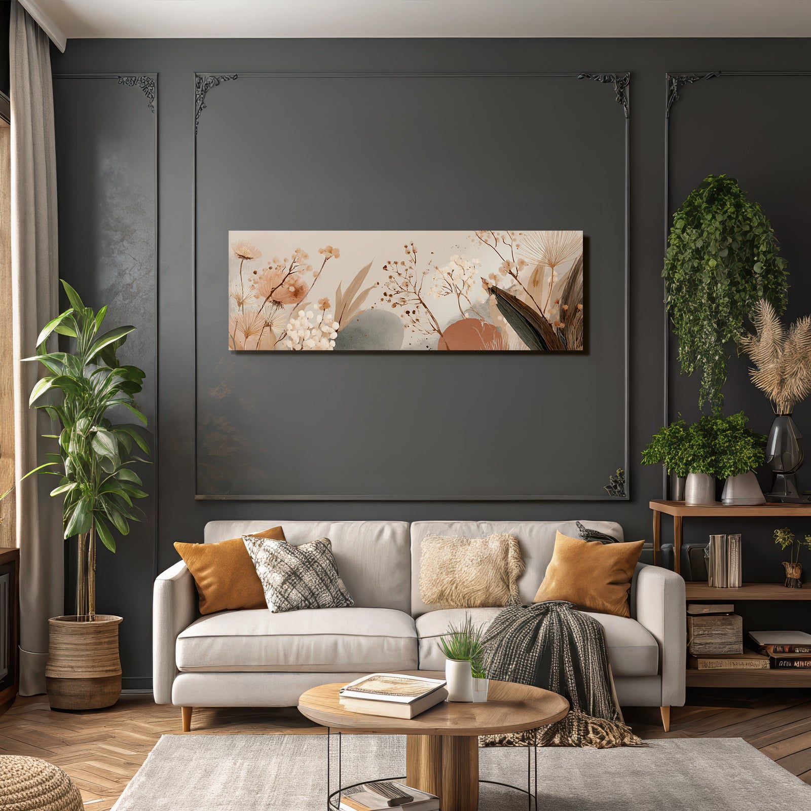 Artistic Flower And Plant Illustration Soft Earthy Tones Aspect Ratio