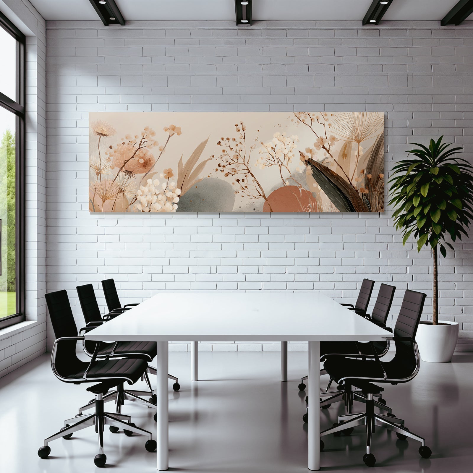 Artistic Flower And Plant Illustration Soft Earthy Tones Aspect Ratio