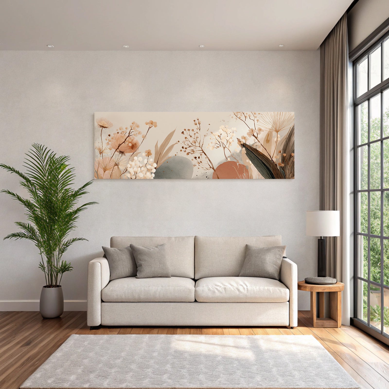 Artistic Flower And Plant Illustration Soft Earthy Tones Aspect Ratio