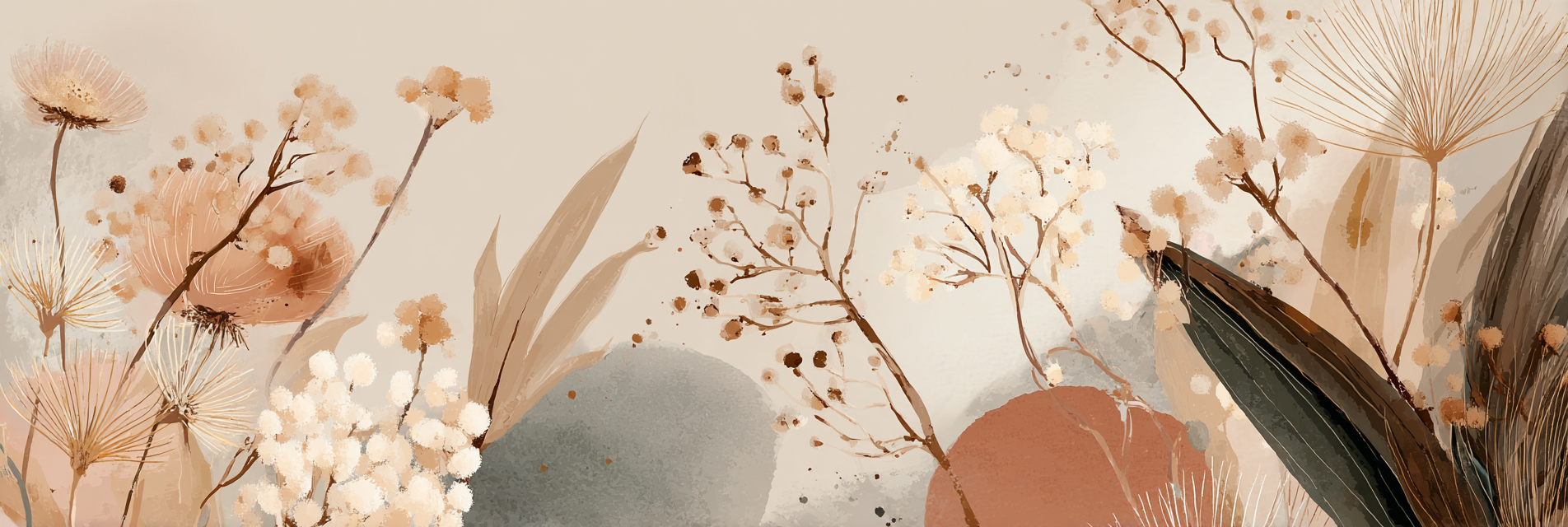 Artistic Flower And Plant Illustration Soft Earthy Tones Aspect Ratio | Japandi | Einrichtungsstile