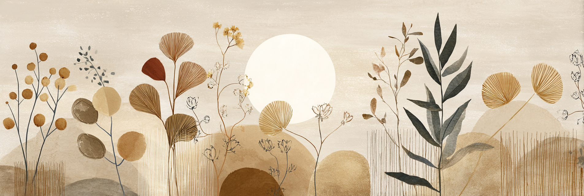 Artistic Plants And Sun Soft Colors Tranquil Atmosphere Aspect Ratio | Japandi | Einrichtungsstile
