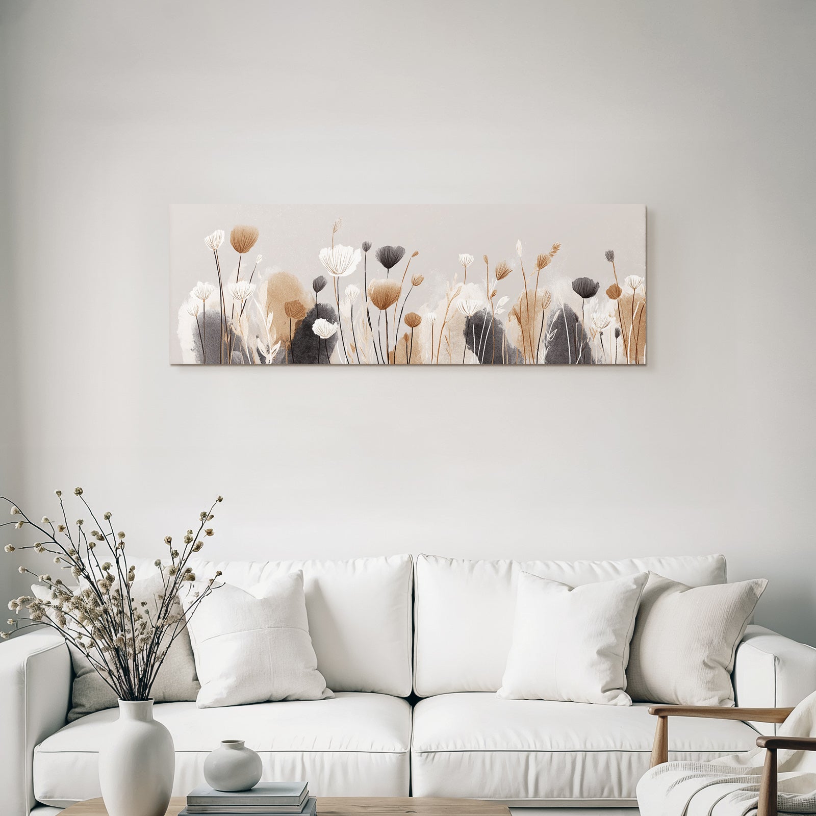 Floral illustration on a textured background in soft colors