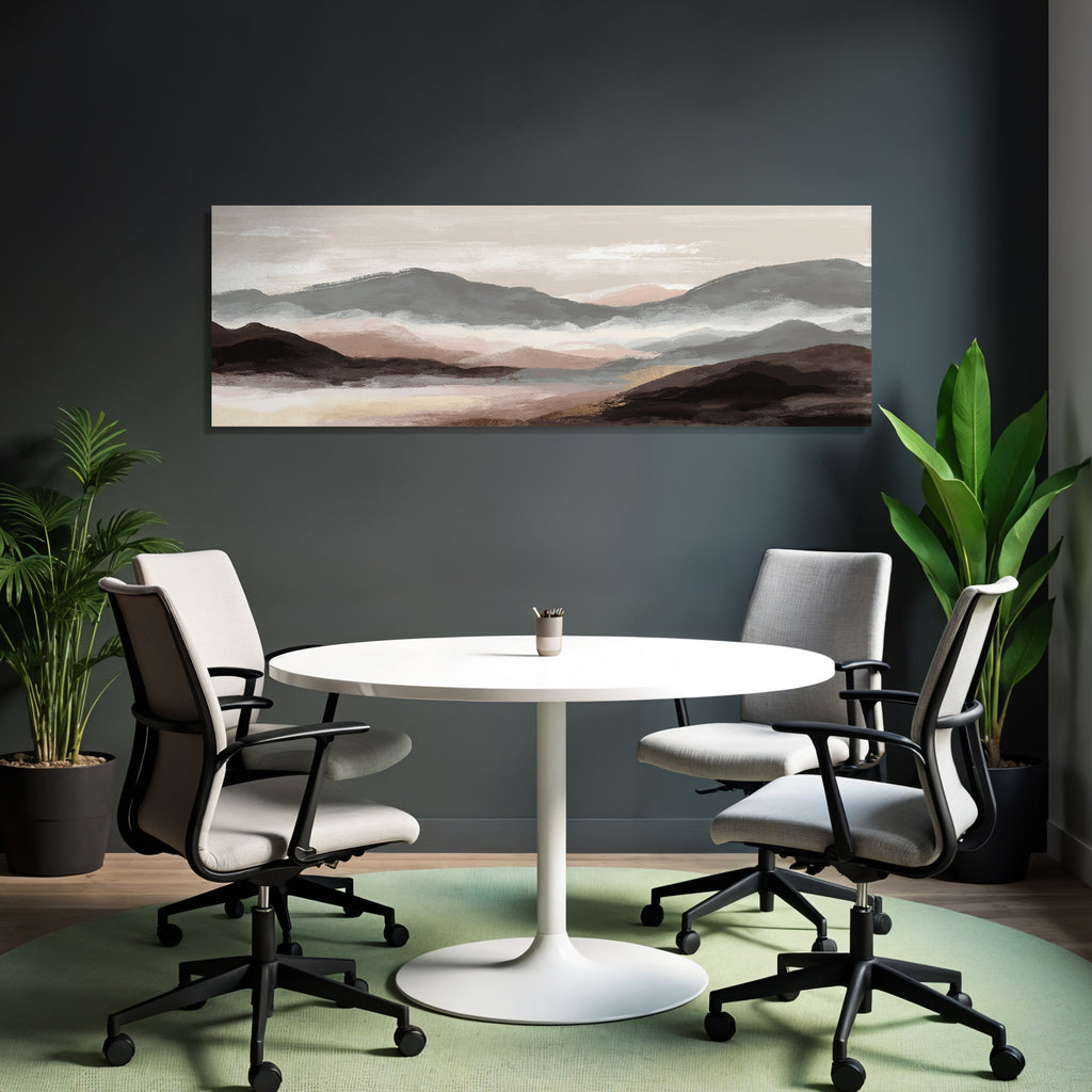 Landschaft Mit Bergen Und Nebel Weichfarben