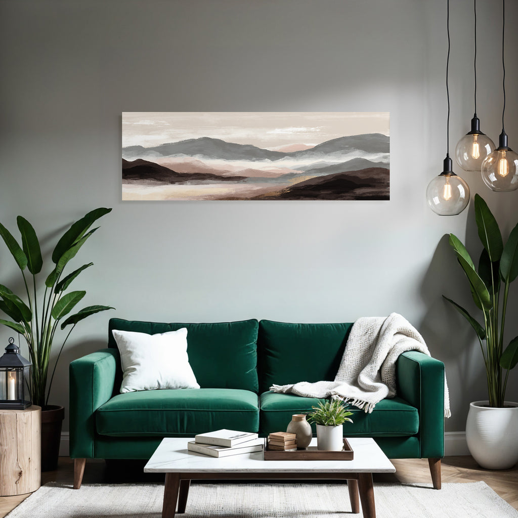 Landschaft Mit Bergen Und Nebel Weichfarben