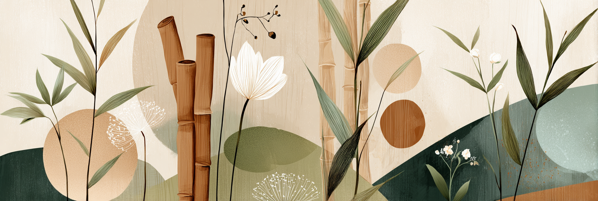 Modern Botanical Plants Abstract Illustration | Japandi | Einrichtungsstile