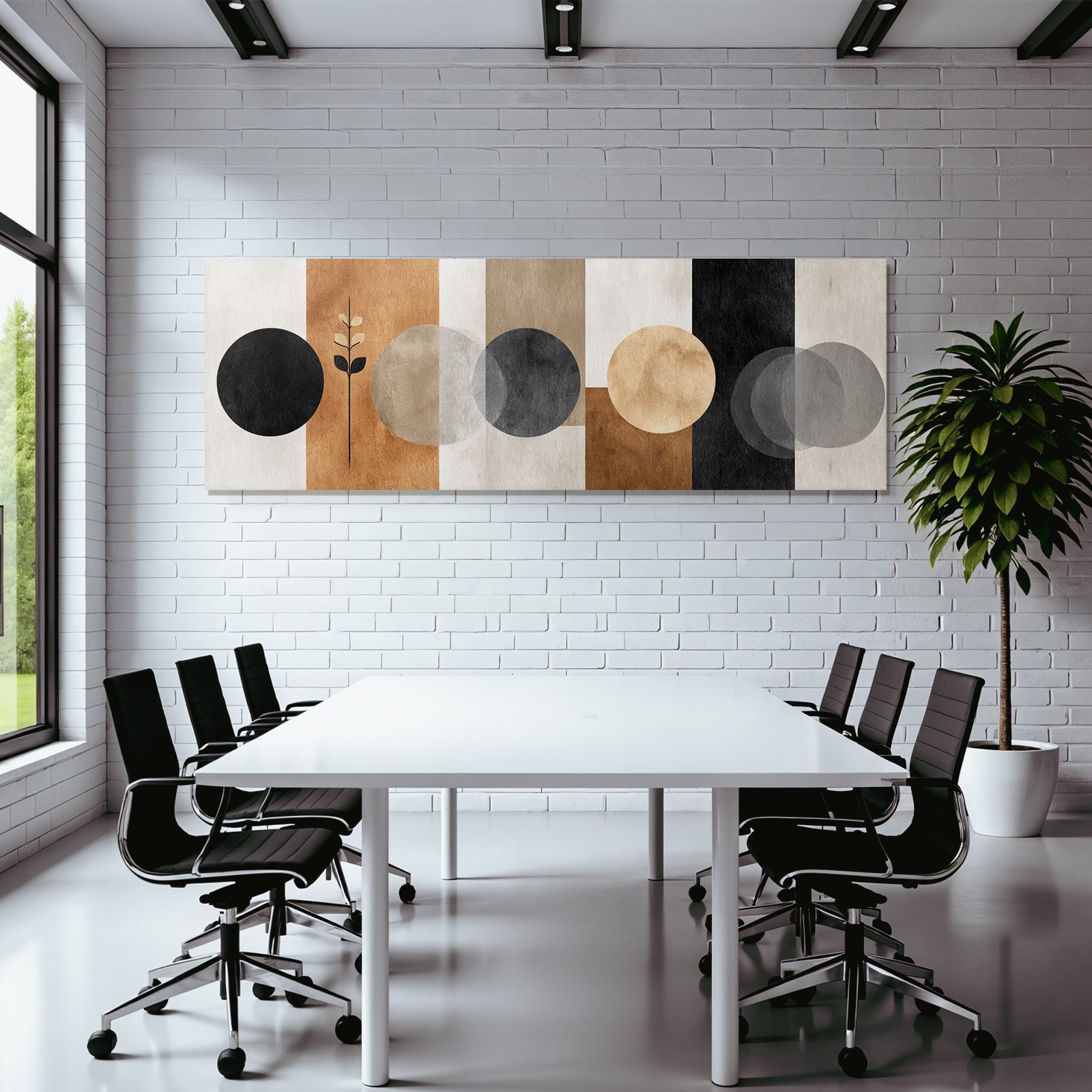 Moderne Abstrakte Design Kreise Und Vertikale Streifen Schwarz Weiss Beige Braun