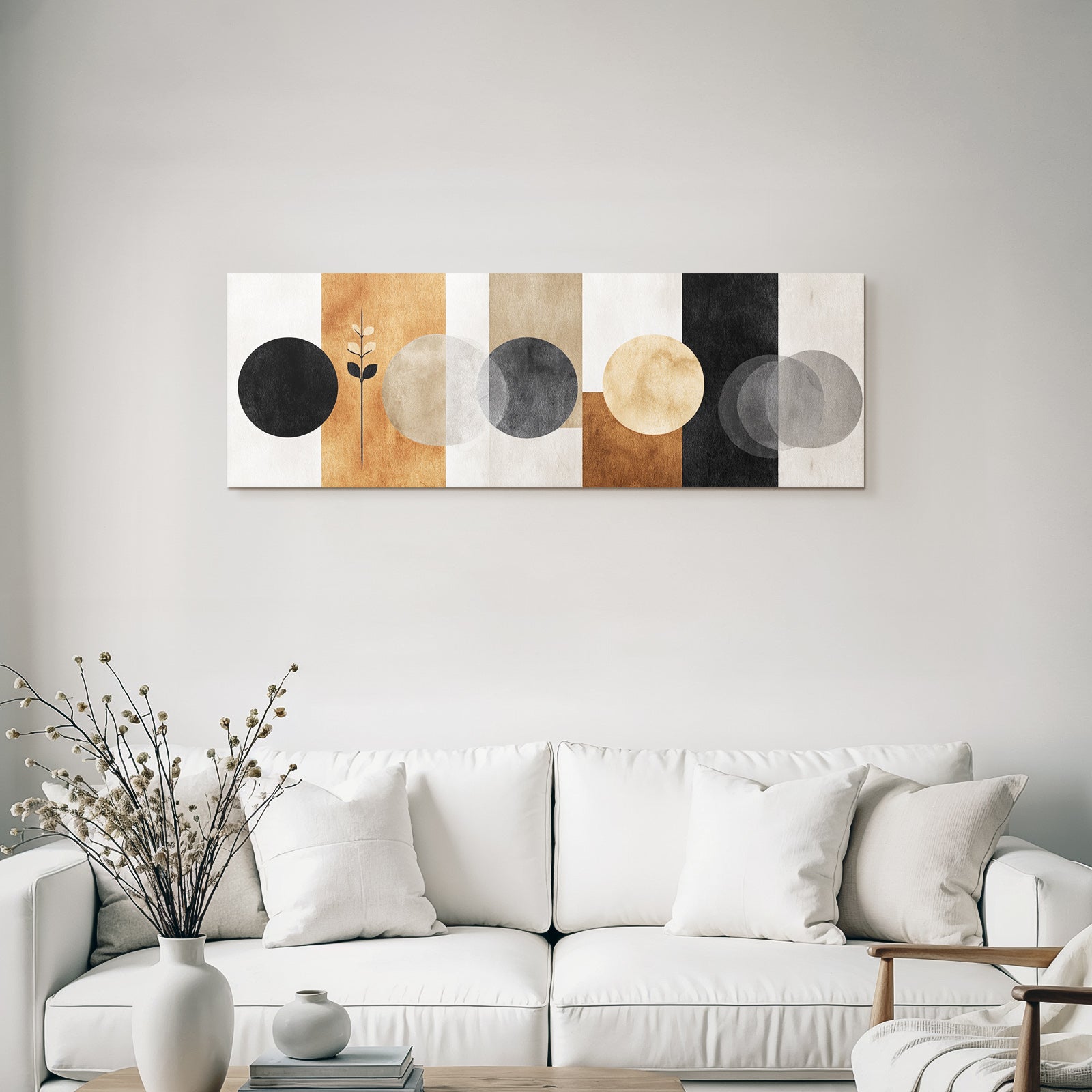 Moderne Abstrakte Design Kreise Und Vertikale Streifen Schwarz Weiss Beige Braun