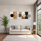 Moderne Abstrakte Design Kreise Und Vertikale Streifen Schwarz Weiss Beige Braun