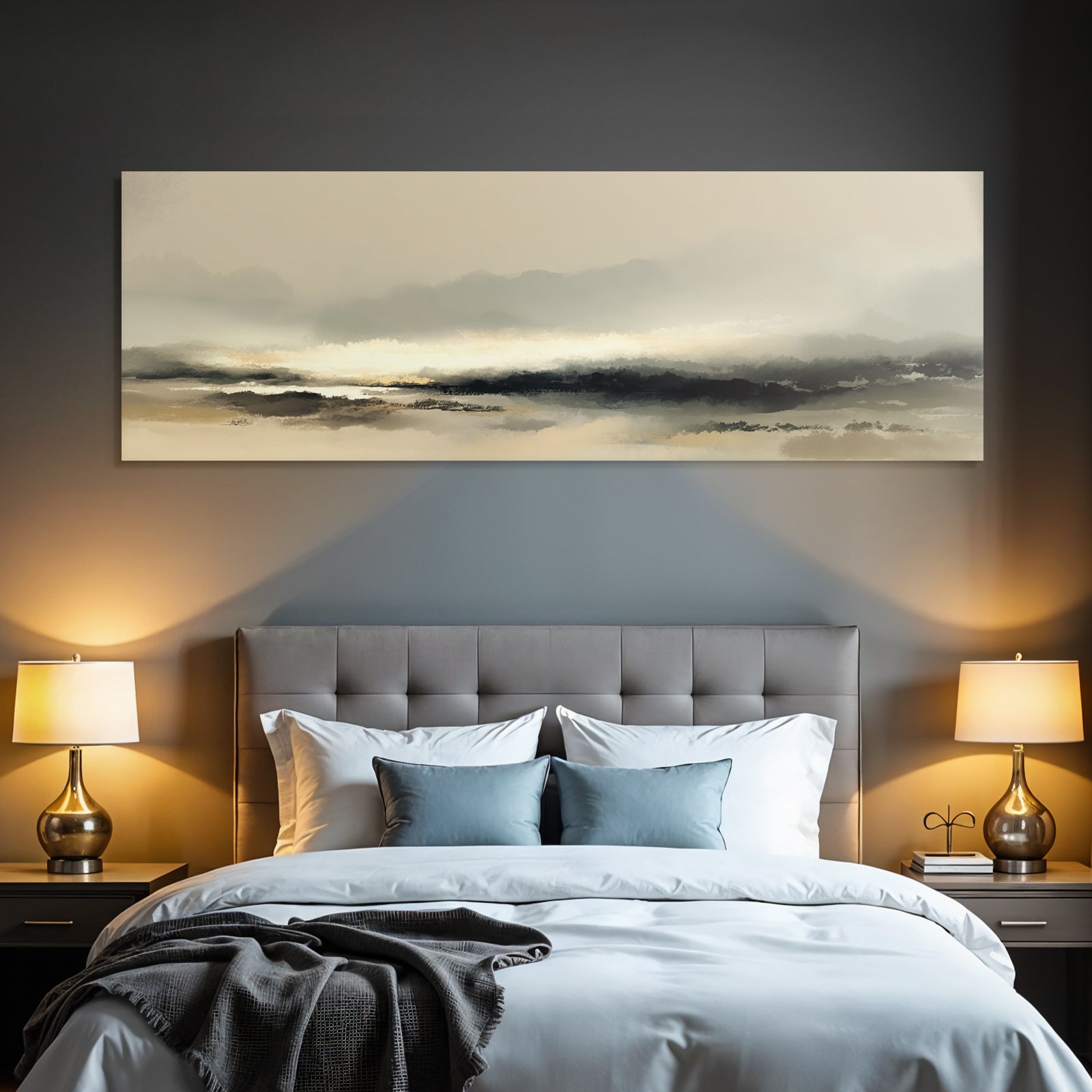 Foggy Landscape Digitally Painted Horizon Soft Color Blending