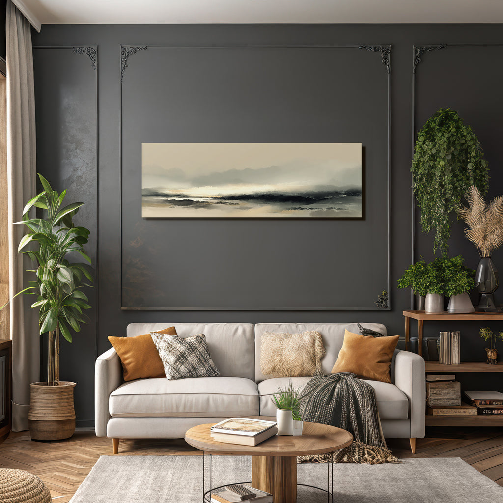 Neblige Landschaft Digital Gemalt Horizon Sanftes Farbenblenden