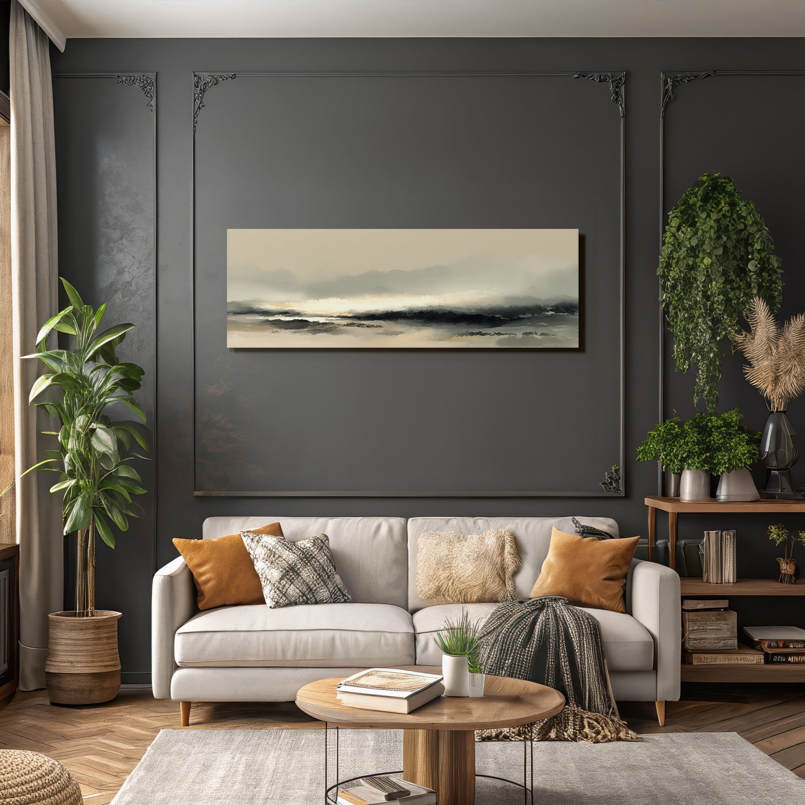 Foggy Landscape Digitally Painted Horizon Soft Color Blending
