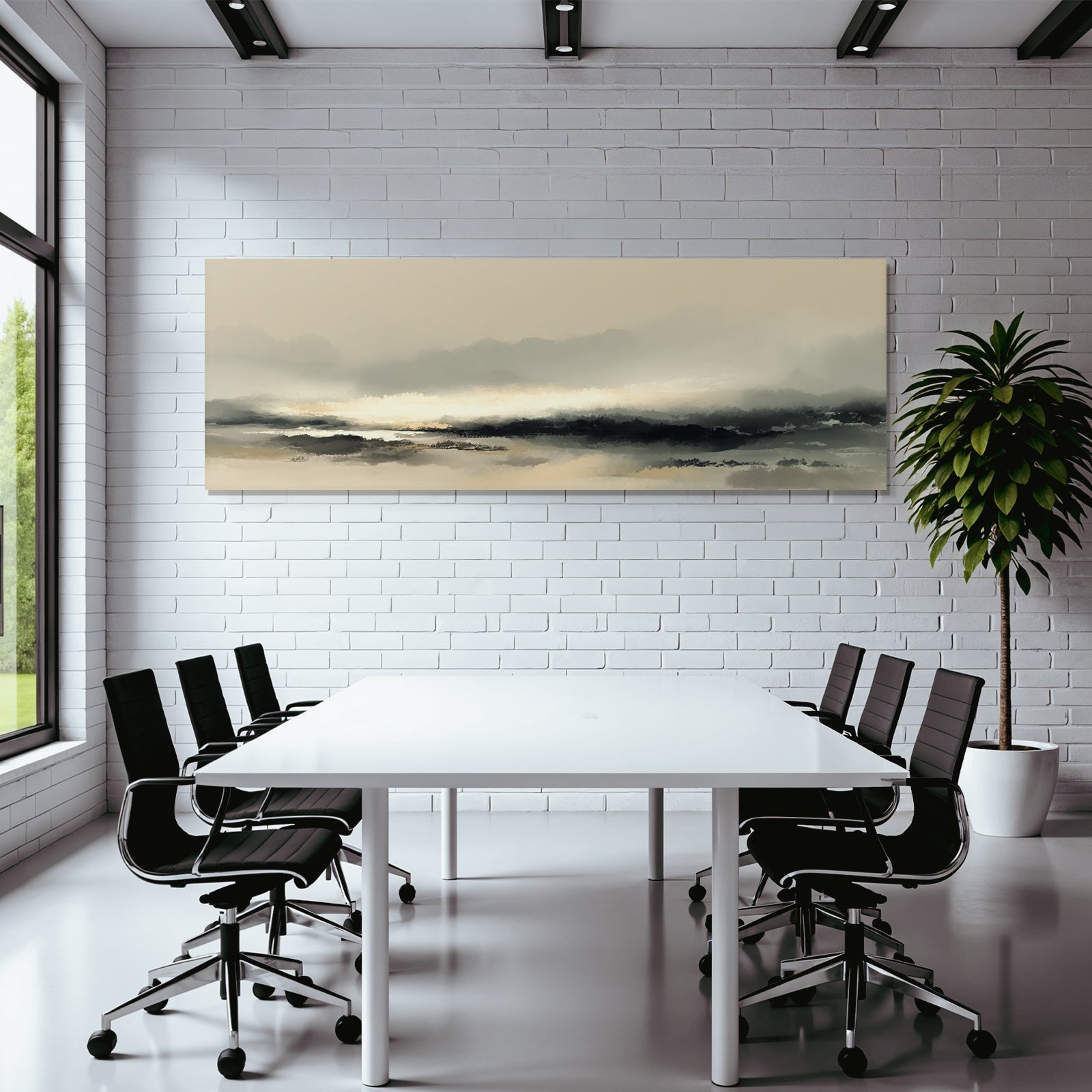 Foggy Landscape Digitally Painted Horizon Soft Color Blending