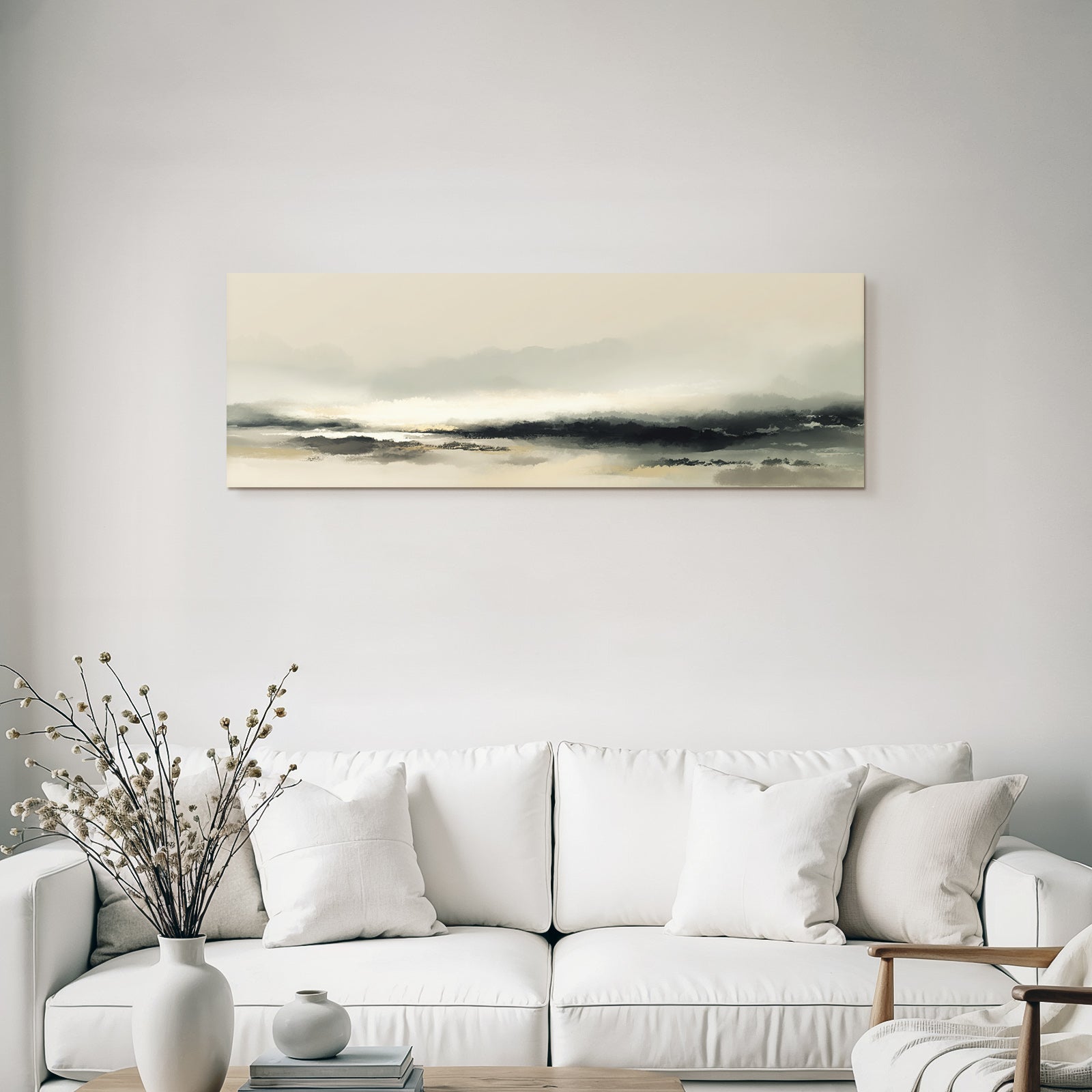 Foggy Landscape Digitally Painted Horizon Soft Color Blending