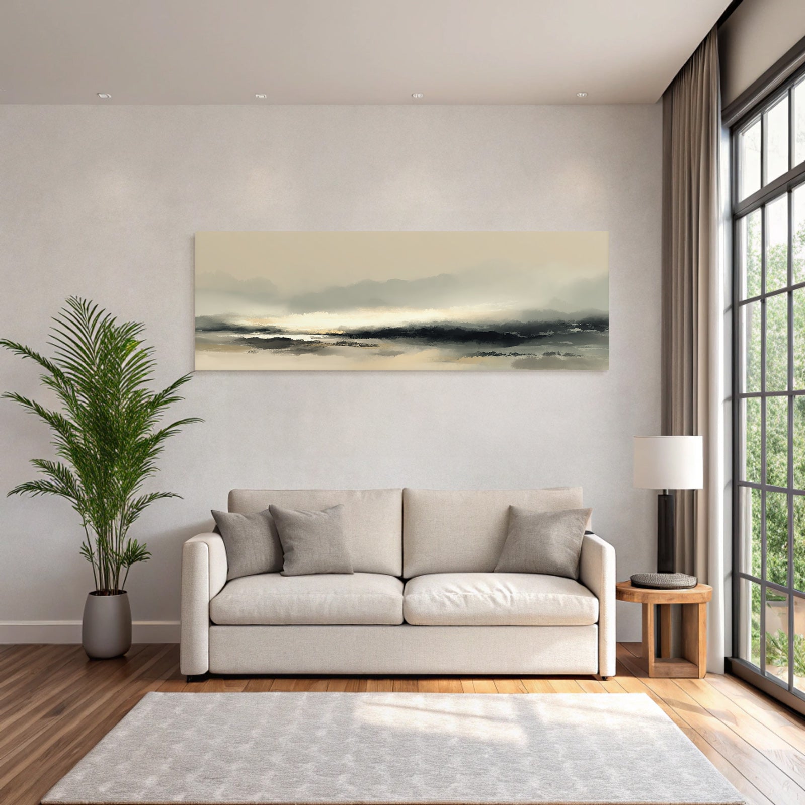 Foggy Landscape Digitally Painted Horizon Soft Color Blending