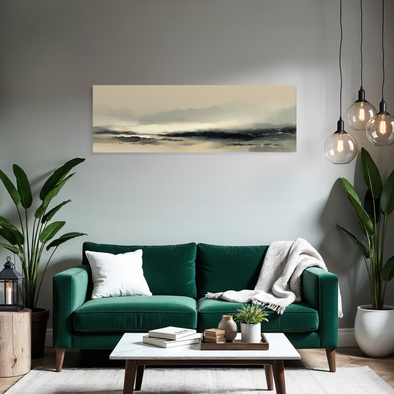Foggy Landscape Digitally Painted Horizon Soft Color Blending