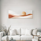 Stilisierte Abstrakte Landschaft Sanfte Formen Beige Braun Grau Oval Sonne Mond