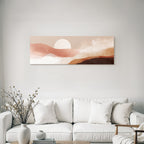 Stylisierte Landschaft Mit Abstrakten Farbwapen Und Sonne