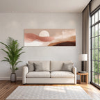 Stylisierte Landschaft Mit Abstrakten Farbwapen Und Sonne