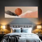 Stylized Landscape Abstract Shapes Colors Circular Element Earthy Tones