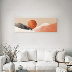 Stylized Landscape Abstract Shapes Colors Circular Element Earthy Tones