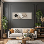 Stylized Plants And Circular Shapes In Neutral Background