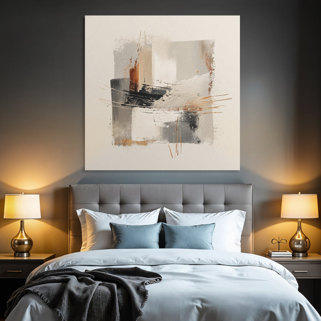 Abstract Artwork Gray White Orange