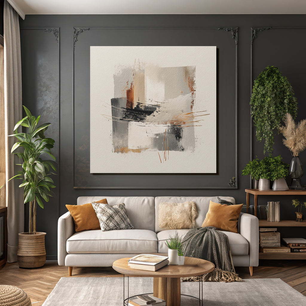 Abstract Artwork Gray White Orange