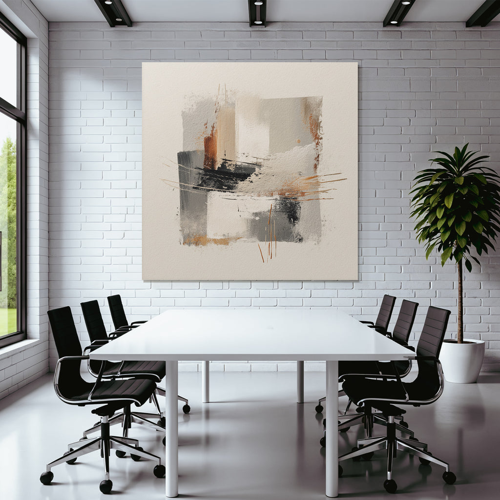 Abstract Artwork Gray White Orange