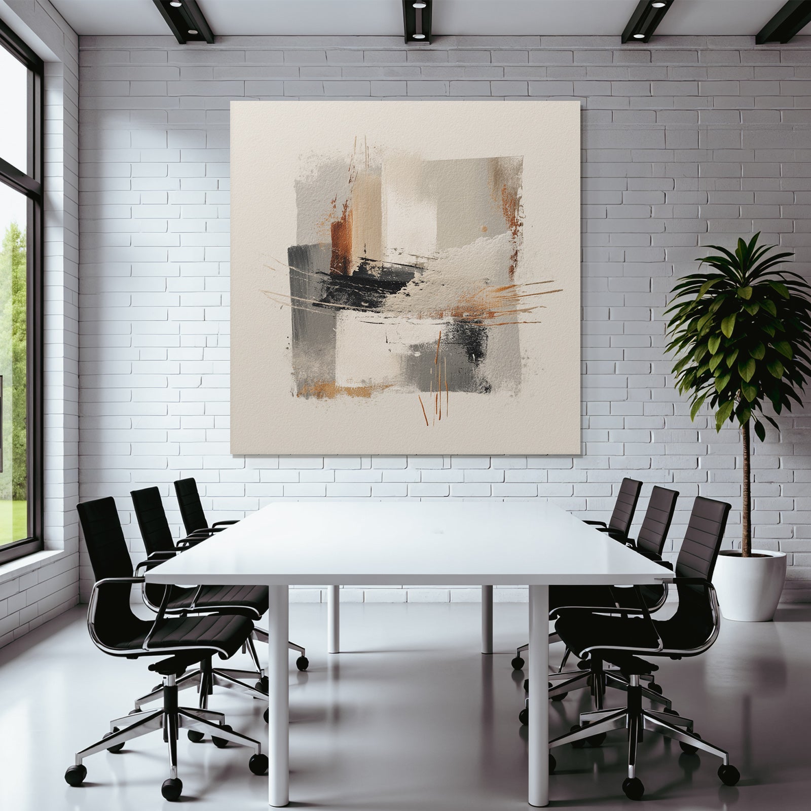 Abstract Artwork Gray White Orange