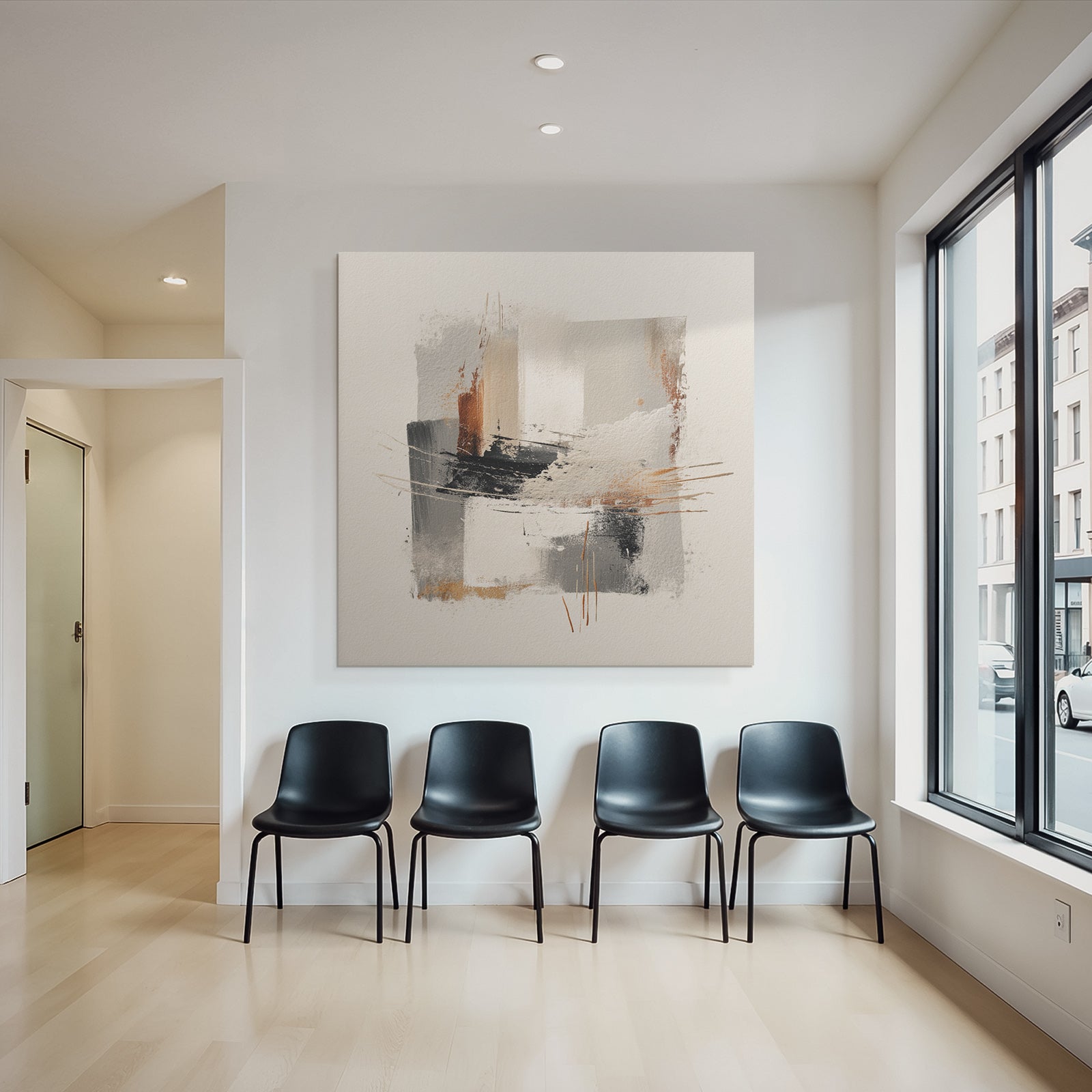 Abstract Artwork Gray White Orange